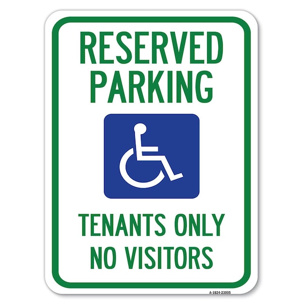 Reserved Parking Tenants No Visitors W/ Graphic Heavy-Gauge Alum Parking, 18" x 24", A-1824-23005